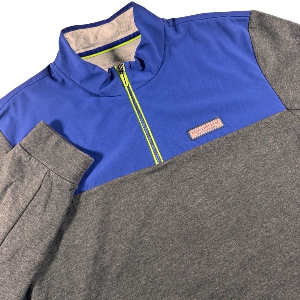 Vineyard Vines 1/4 Zip Pullover Mens XL Gray Blue Sweater Sweatshirt Golf